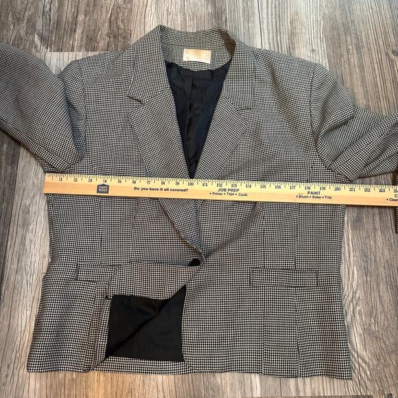 Vintage Pendleton Houndstooth Blazer Women’s Size 14 Black White Tapered Back - Picture 3 of 10